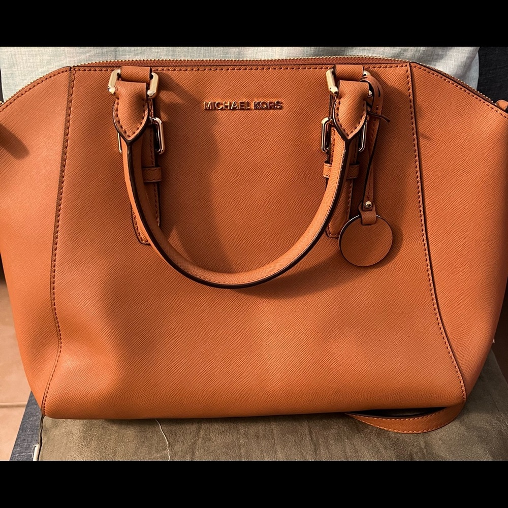 Michael Kors Ciara Top Zip Large Satchel (Color: Acorn)